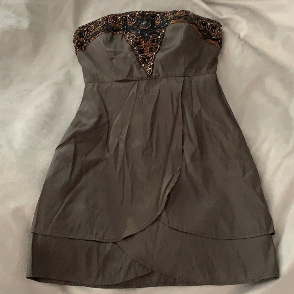 Strapless Army Green Cocktail Dress